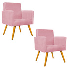 Kit 02 Poltronas Beatriz Pés Palitos Mel Suede - Doce Sonho M