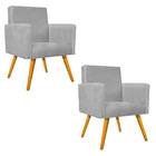 Kit 02 Poltronas Beatriz Pés Palitos Mel Suede - Doce Sonho M