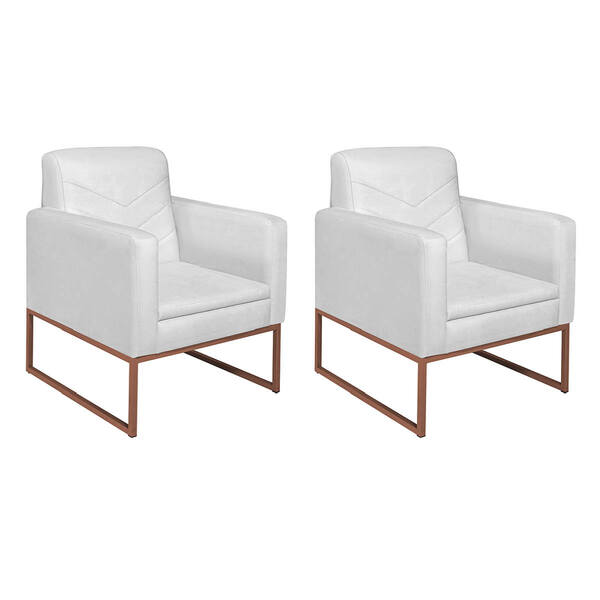 Kit 02 Poltronas Bella Base De Ferro Bronze Corano - Doce Son
