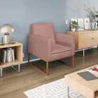 Kit 02 Poltronas Bella Base De Ferro Bronze Linho - Amarena M