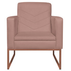 Kit 02 Poltronas Bella Base De Ferro Bronze Linho - Amarena M