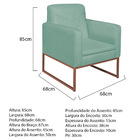 Kit 02 Poltronas Bella Base De Ferro Bronze Linho - Doce Sonh