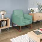 Kit 02 Poltronas Bella Base De Ferro Bronze Linho - Doce Sonh