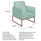 Kit 02 Poltronas Bella Base De Ferro Bronze Suede Azul Tiffan