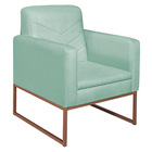 Kit 02 Poltronas Bella Base De Ferro Bronze Suede Azul Tiffan