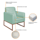 Kit 02 Poltronas Bella Base De Ferro Bronze Suede Azul Tiffan