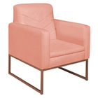 Kit 02 Poltronas Bella Base De Ferro Bronze Suede Coral - Ama