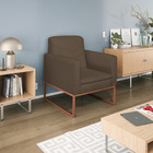 Kit 02 Poltronas Bella Base De Ferro Bronze Suede Marrom - Am