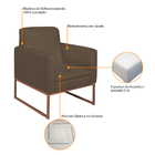 Kit 02 Poltronas Bella Base De Ferro Bronze Suede Marrom - Am