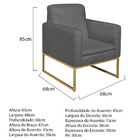 Kit 02 Poltronas Bella Base De Ferro Dourado Linho - Amarena