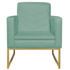 Kit 02 Poltronas Bella Base De Ferro Dourado Linho - Amarena