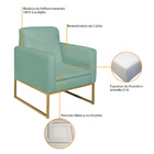 Kit 02 Poltronas Bella Base De Ferro Dourado Linho - Amarena