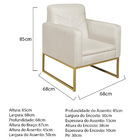 Kit 02 Poltronas Bella Base De Ferro Dourado Linho - Doce Son