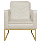 Kit 02 Poltronas Bella Base De Ferro Dourado Linho - Doce Son