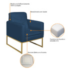 Kit 02 Poltronas Bella Base De Ferro Dourado Suede - Amarena