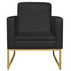 Kit 02 Poltronas Bella Base De Ferro Dourado Suede - Amarena