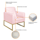 Kit 02 Poltronas Bella Base De Ferro Dourado Suede - Doce Son