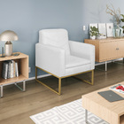 Kit 02 Poltronas Bella Base De Ferro Dourado Suede - Doce Son