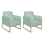 Kit 02 Poltronas Bella Base De Ferro Dourado Suede - Doce Son