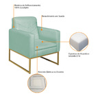 Kit 02 Poltronas Bella Base De Ferro Dourado Suede - Doce Son