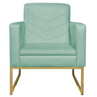 Kit 02 Poltronas Bella Base De Ferro Dourado Suede - Doce Son