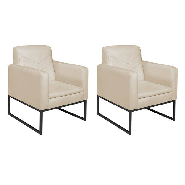 Kit 02 Poltronas Bella Base De Ferro Preta Corano - Doce Sonh