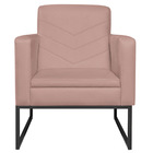 Kit 02 Poltronas Bella Base De Ferro Preta Linho - Amarena Mó