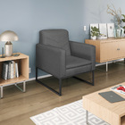 Kit 02 Poltronas Bella Base De Ferro Preta Linho - Doce Sonho