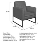 Kit 02 Poltronas Bella Base De Ferro Preta Linho - Doce Sonho