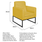 Kit 02 Poltronas Bella Base De Ferro Preta Suede Amarelo - Am