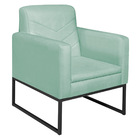 Kit 02 Poltronas Bella Base De Ferro Preta Suede Azul Tiffany