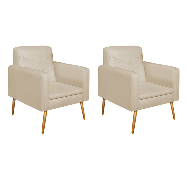 Kit 02 Poltronas Bella Pés Palito Mel Corano - Amarena Móveis