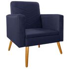 Kit 02 Poltronas Bella Pés Palito Mel Corano Azul Marinho  -