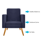 Kit 02 Poltronas Bella Pés Palito Mel Corano Azul Marinho  -