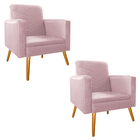 Kit 02 Poltronas Bella Pés Palito Mel Corano - Doce Sonho Móv