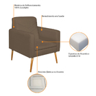 Kit 02 Poltronas Bella Pés Palito Mel Suede - Amarena Móveis