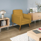 Kit 02 Poltronas Bella Pés Palito Mel Suede - Amarena Móveis