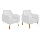 Kit 02 Poltronas Bella Pés Palito Mel Suede - Amarena Móveis