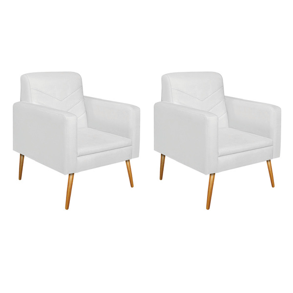 Kit 02 Poltronas Bella Pés Palito Mel Suede - Amarena Móveis