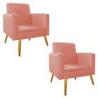 Kit 02 Poltronas Bella Pés Palito Mel Suede - Doce Sonho Móve