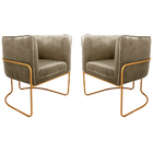 Kit 02 Poltronas Betina Base Mustard Veludo Marrom Claro - Ca