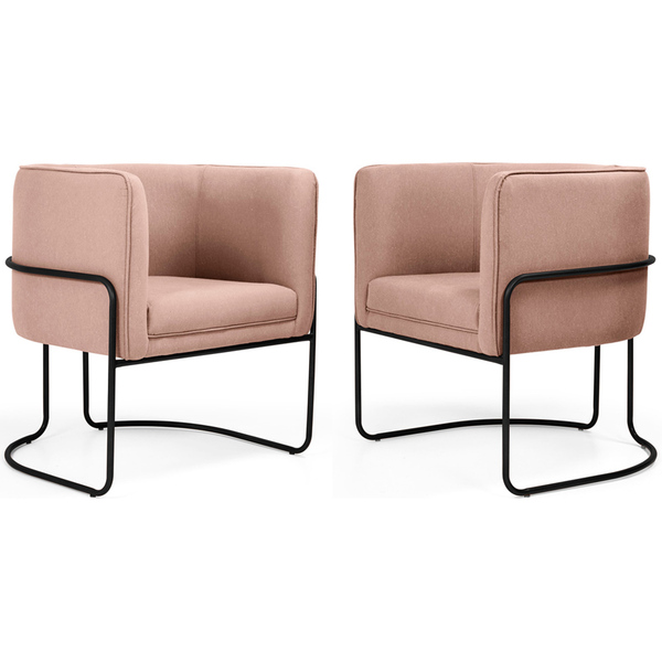 Kit 02 Poltronas Betina Base Preto Algodão Ecológico Salmão -