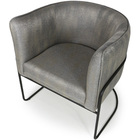 Kit 02 Poltronas Betina Base Preto Linho Mesclado Cinza/bege