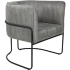 Kit 02 Poltronas Betina Base Preto Linho Mesclado Cinza/bege