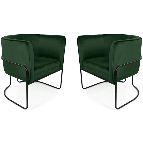 Kit 02 Poltronas Betina Base Preto Veludo Verde - Nexta Casa