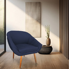 Kit 02 Poltronas Bianca Suede Azul Marinho Pés Palito Castanh