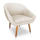 Kit 02 Poltronas Bianca Suede Pés Palito Castanho - Pallazio