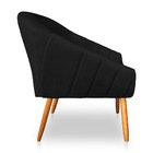 Kit 02 Poltronas Bianca Suede Preto Pés Palito Castanho - Pal