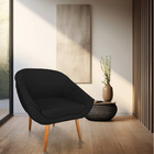 Kit 02 Poltronas Bianca Suede Preto Pés Palito Castanho - Pal