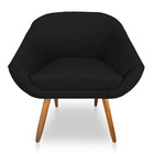 Kit 02 Poltronas Bianca Suede Preto Pés Palito Castanho - Pal